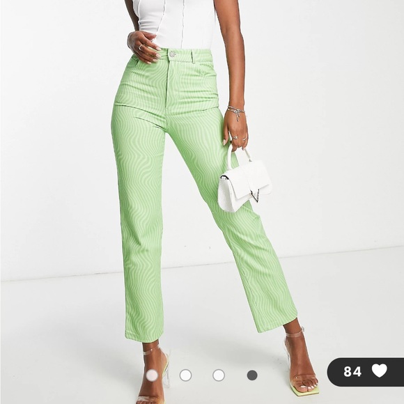 ASOS fun green and white denim pants NEVER WORN - Picture 2 of 3